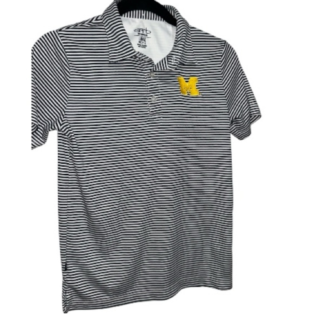 Garb Michigan Wolverines Polo Shirt Youth Large 9-10 Striped Golf Shirt